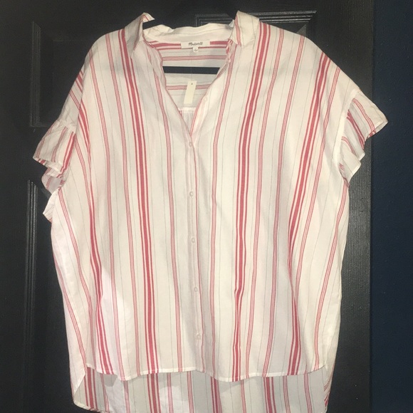 madewell central ruffle sleeve shirt